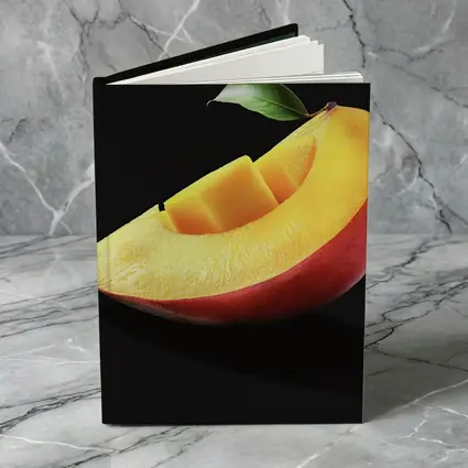 Fresh Mango Slice With Leaf Black Background