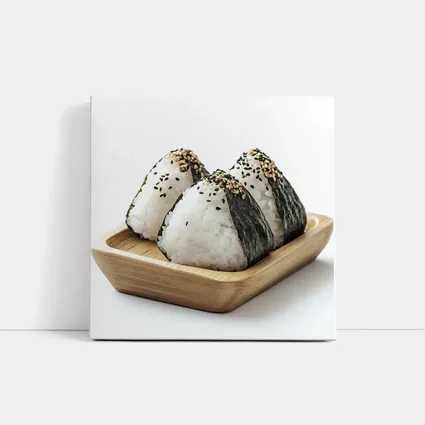 Onigiri Rice Balls on Wooden Tray