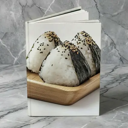 Onigiri Rice Balls on Wooden Tray