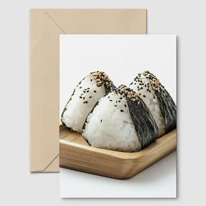 Onigiri Rice Balls on Wooden Tray
