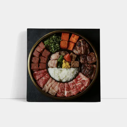 Korean BBQ Meat Platter With Rice