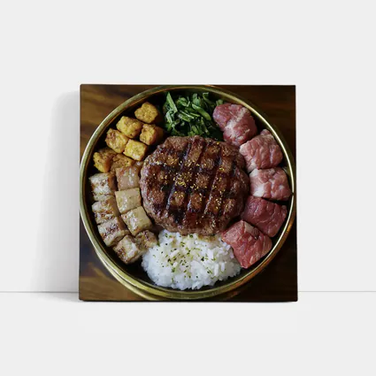 Grilled Burger Rice Bowl Meat Platter