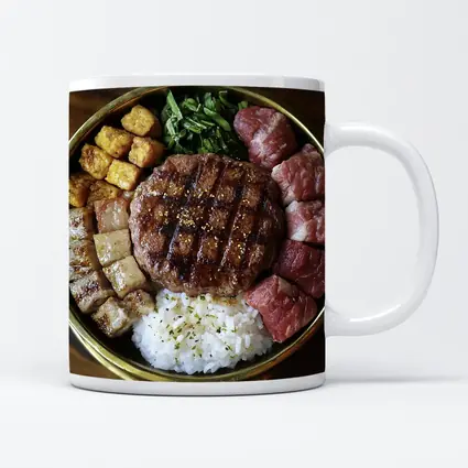 Grilled Burger Rice Bowl Meat Platter