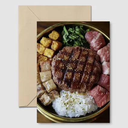 Grilled Burger Rice Bowl Meat Platter
