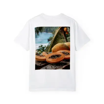 Fresh Papaya Slices Tropical Beach Background