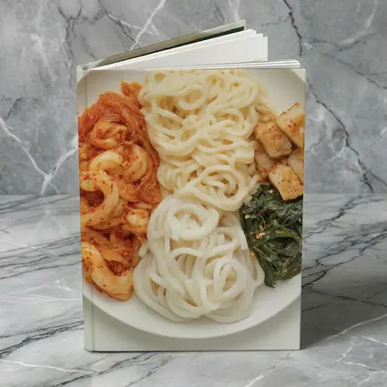 Korean Udon Noodles Kimchi Tofu White Plate