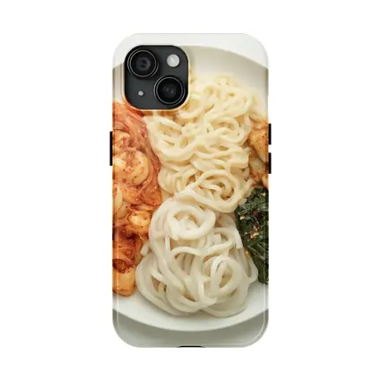 Korean Udon Noodles Kimchi Tofu White Plate