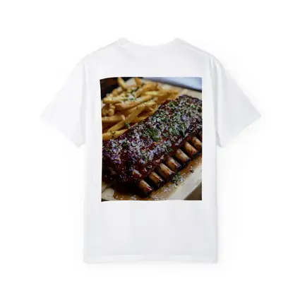 BBQ Pork Ribs With Fries Wooden Board