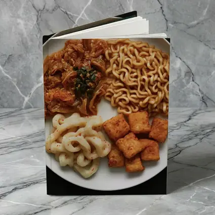 Korean Ramen Noodles Kimchi Tofu Black Background