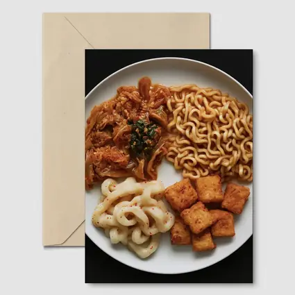 Korean Ramen Noodles Kimchi Tofu Black Background