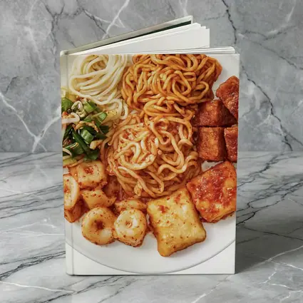 Korean Spicy Noodles Tteokbokki Tofu White Plate