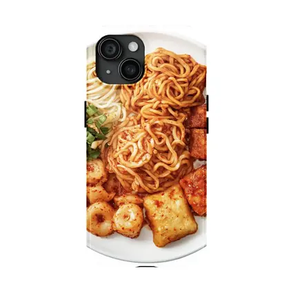 Korean Spicy Noodles Tteokbokki Tofu White Plate