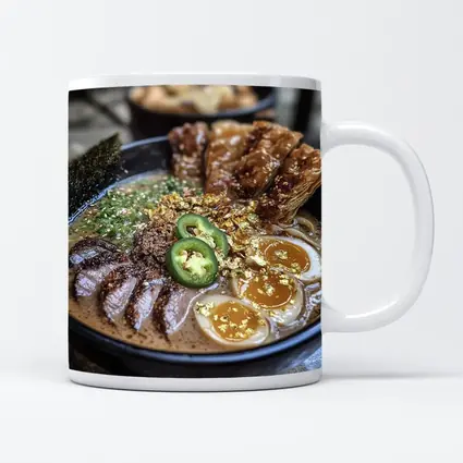 Tonkotsu Ramen Bowl With Gold Leaf Toppings