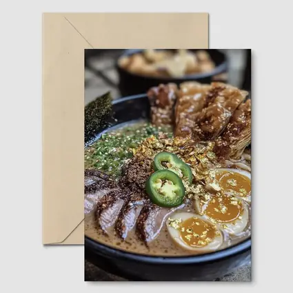 Tonkotsu Ramen Bowl With Gold Leaf Toppings