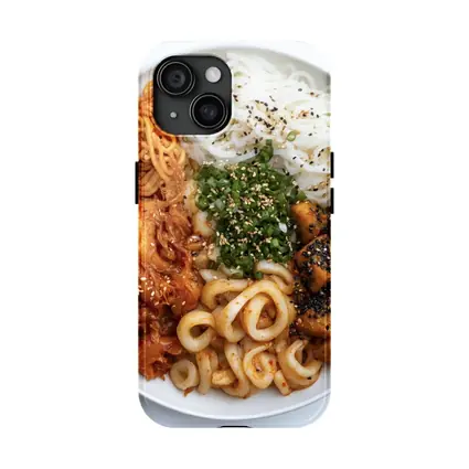 Korean Rice Noodle Bowl With Kimchi Tofu