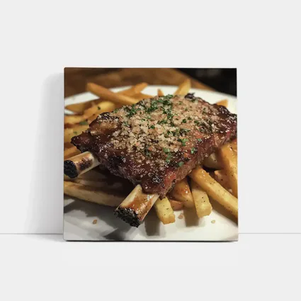 BBQ Ribs With Crispy French Fries Plate