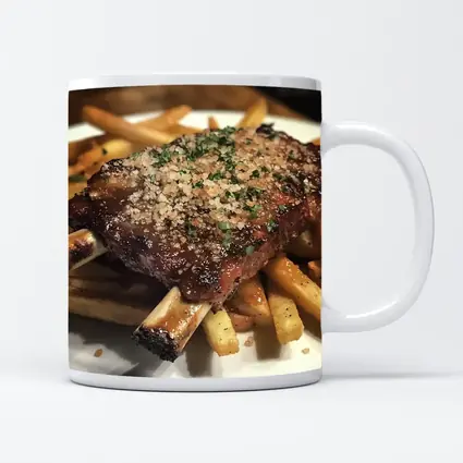 BBQ Ribs With Crispy French Fries Plate