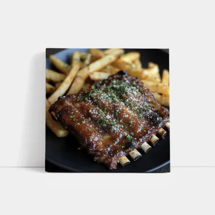 BBQ Ribs With Fries Dark Plate