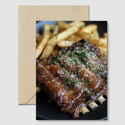 BBQ Ribs With Fries Dark Plate