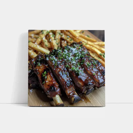 Glazed BBQ Ribs With Golden French Fries