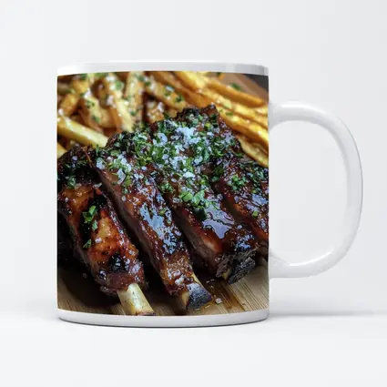 Glazed BBQ Ribs With Golden French Fries