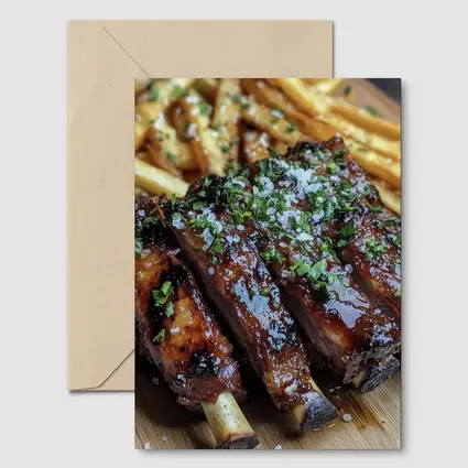 Glazed BBQ Ribs With Golden French Fries