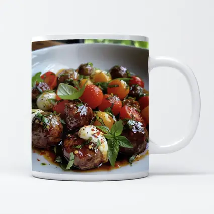 Meatballs Caprese Salad Fresh Basil Bowl