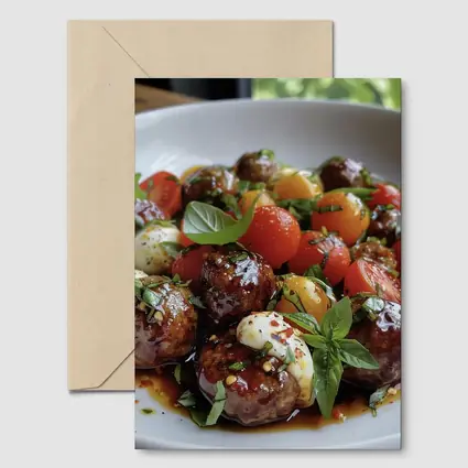 Meatballs Caprese Salad Fresh Basil Bowl