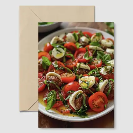 Caprese Salad Tomatoes Mozzarella Basil Plate