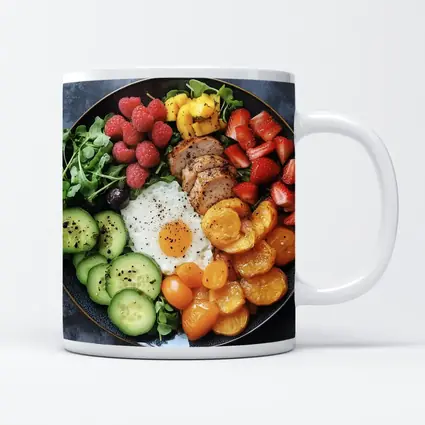 Colorful Breakfast Bowl With Egg Chicken Berries