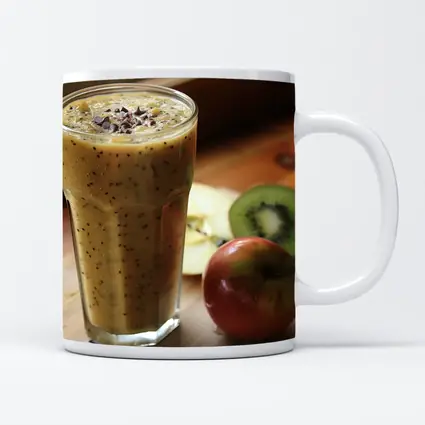 Kiwi Apple Smoothie on Wooden Table
