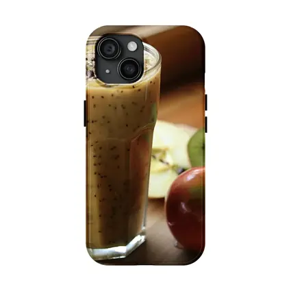 Kiwi Apple Smoothie on Wooden Table