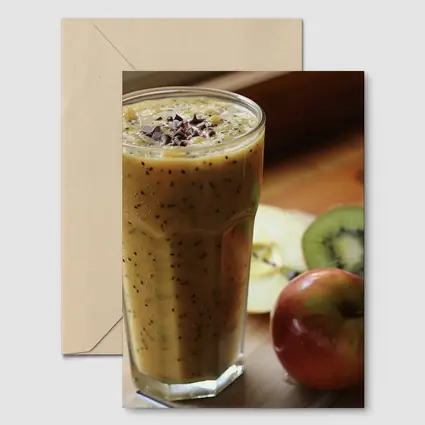 Kiwi Apple Smoothie on Wooden Table