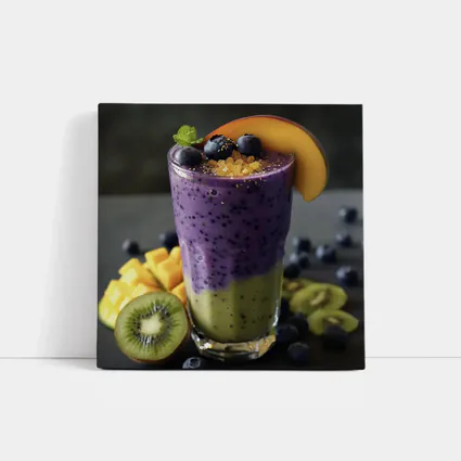 Layered Blueberry Kiwi Mango Smoothie Glass