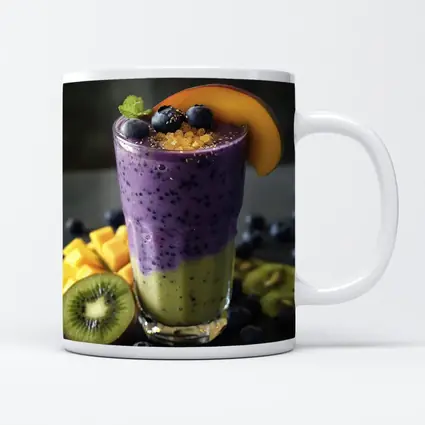Layered Blueberry Kiwi Mango Smoothie Glass