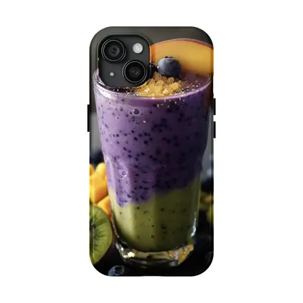 Layered Blueberry Kiwi Mango Smoothie Glass