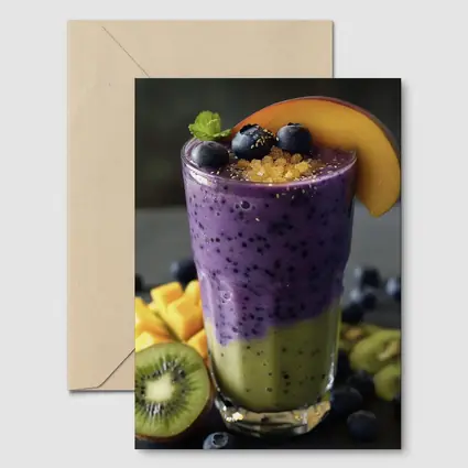 Layered Blueberry Kiwi Mango Smoothie Glass