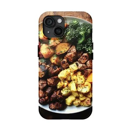 Grilled Meat Bowl Broccoli Potatoes Mango Plate