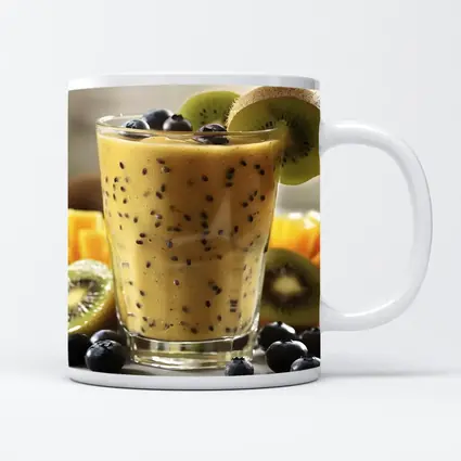 Mango Kiwi Blueberry Smoothie With Chia Seeds
