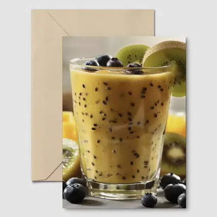 Mango Kiwi Blueberry Smoothie With Chia Seeds