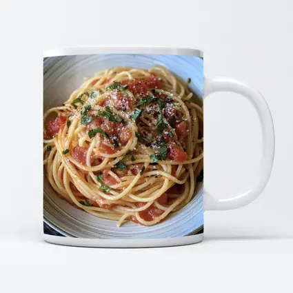 Spaghetti Tomato Sauce Basil Parmesan Bowl