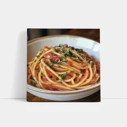 Spaghetti Tomato Sauce Basil Parmesan Bowl