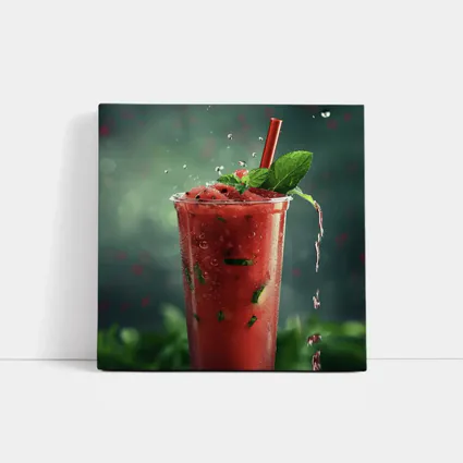 Watermelon Mint Slush Drink Green Background