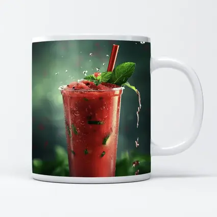Watermelon Mint Slush Drink Green Background