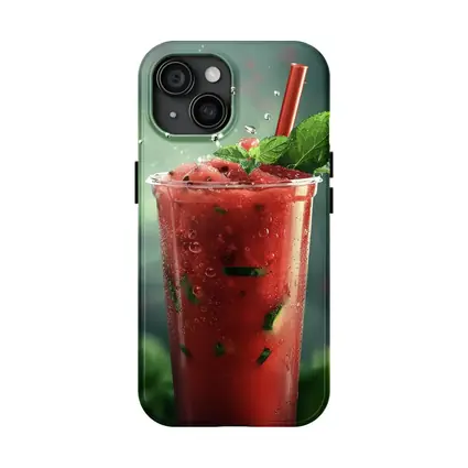 Watermelon Mint Slush Drink Green Background
