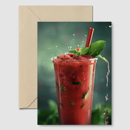Watermelon Mint Slush Drink Green Background