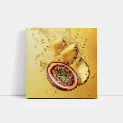 Passion Fruit Pineapple Splash Golden Background