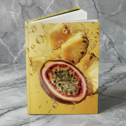Passion Fruit Pineapple Splash Golden Background