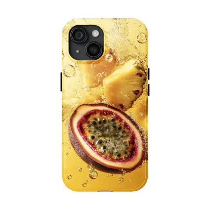 Passion Fruit Pineapple Splash Golden Background