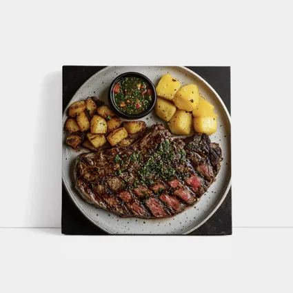 Grilled Ribeye Steak Chimichurri Roasted Potatoes Plate